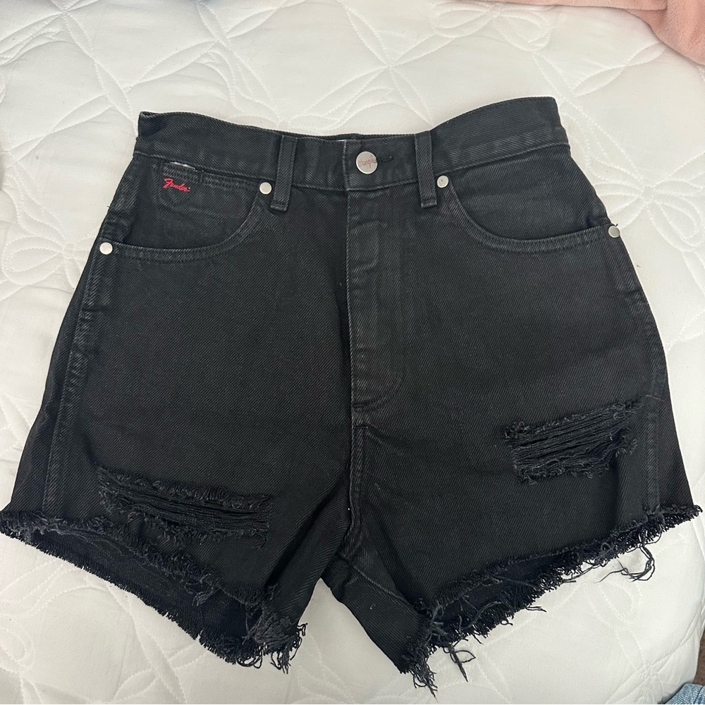 Black Wrangler Fender High Rise Shorts